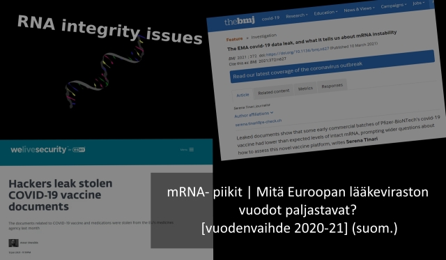 mRNA- piikit | Mitä Euroopan lääkeviraston vuodot paljastavat? [vuodenvaihde 2020-21] (suom.)